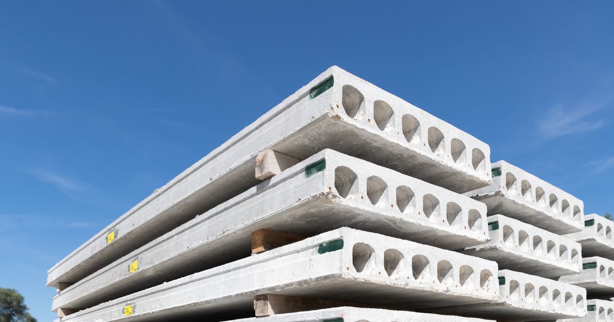 stack of hollowcore concrete slabs 